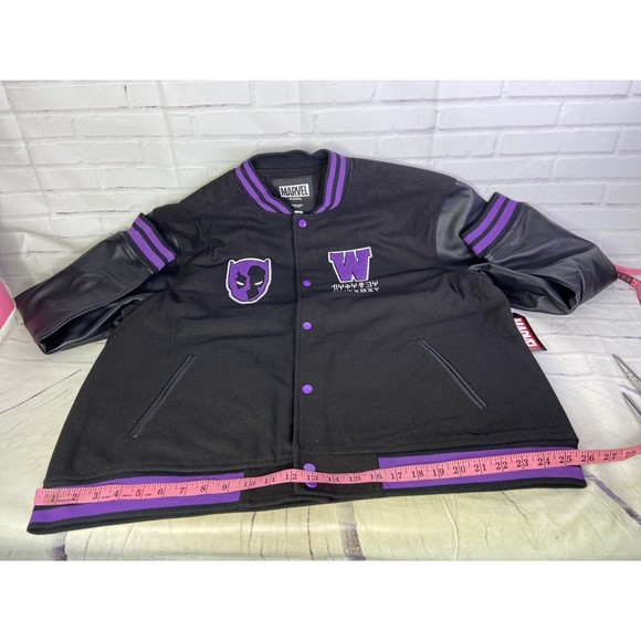 Marvel Black Panther Logo Letterman Varsity Jacket Wakanda Official Mens 2XL - Picture 11 of 13